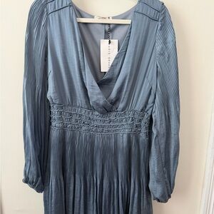 She + Sky Slate Blue Long Sleeve Dress